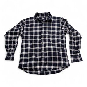 Lands'‎ End Mens Blue Plaid Button-Front Shirt, M